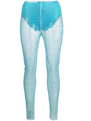 Giuseppe Di Morabito metallic fishnet leggings - Blue