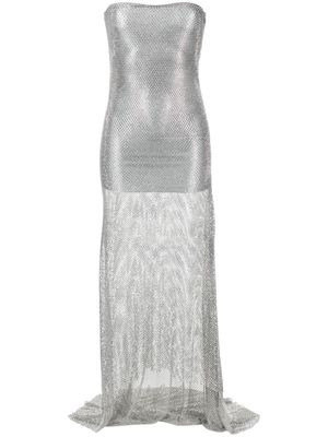 Giuseppe Di Morabito rhinestone-embellished mesh maxi dress - Silver