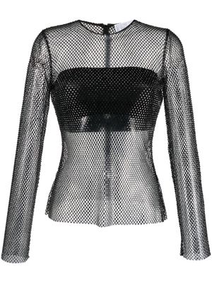 Giuseppe Di Morabito rhinestone-embellished mesh top - Black