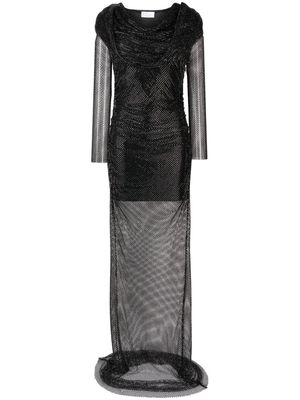 Giuseppe Di Morabito rhinestone-mesh draped maxi dress - Black