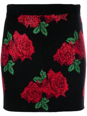 Giuseppe Di Morabito rose-pattern intarsia-knit miniskirt - Black
