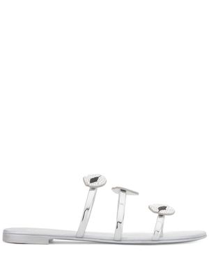 Giuseppe Zanotti Anya Bouche-motif slides - Silver