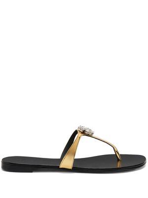 Giuseppe Zanotti Brionne crystal-embellished metallic flat sandals - Gold