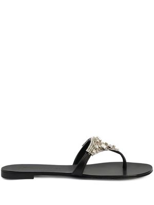 Giuseppe Zanotti Clarett crystal-embellished flat sandals - Black