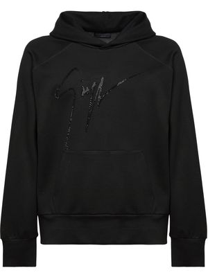 Giuseppe Zanotti crystal-embellished logo hoodie - Black