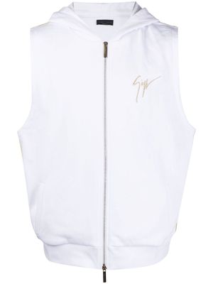 Giuseppe Zanotti embroidered hooded vest - 002 WHIITE