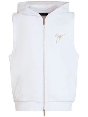 Giuseppe Zanotti embroidered hooded vest - White