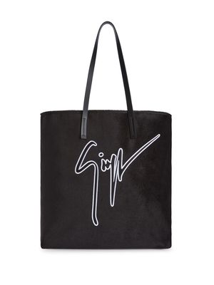 Giuseppe Zanotti embroidered-logo shoulder bag - Black