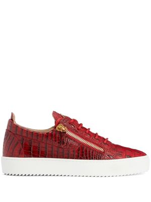 Giuseppe Zanotti Frankie crocodile-embossed low-top sneakers - Red