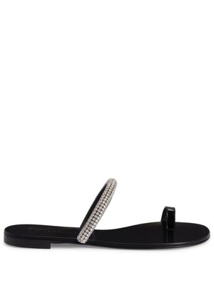 Giuseppe Zanotti Galassia rhinestone-embellished toe-loop flat sandals - Black