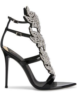 Giuseppe Zanotti Intriigo Flame crystal 105mm sandals - Black