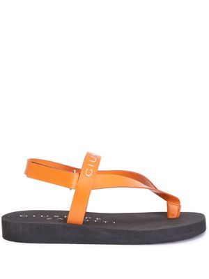 Giuseppe Zanotti Khais logo-embossed leather sandals - Orange