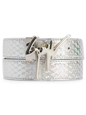 Giuseppe Zanotti logo-buckle holographic belt - Silver