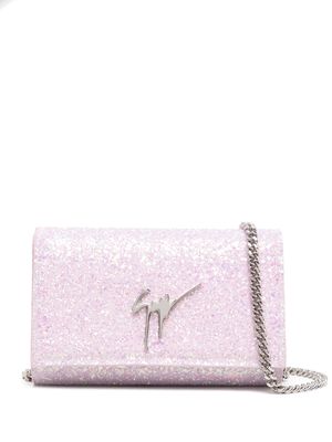 Giuseppe Zanotti logo-plaque glitter-detail crossbody bag - Metallic