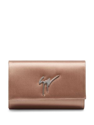 Giuseppe Zanotti logo-plaque leather clutch bag - Pink