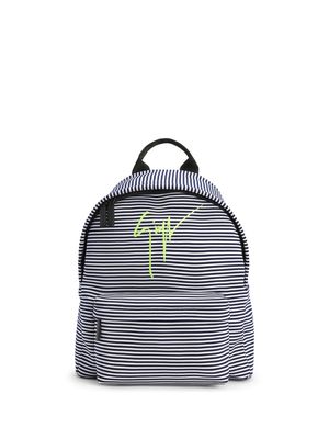 Giuseppe Zanotti logo-print striped backpack - White