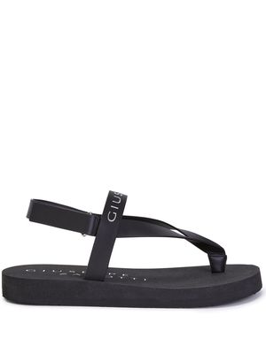 Giuseppe Zanotti logo-print thong-strap sandals - Black