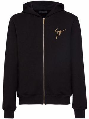 Giuseppe Zanotti LR-17 embroidered-logo zip hoodie - Black