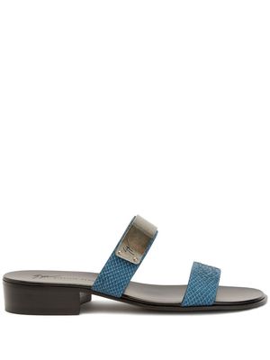 Giuseppe Zanotti metal-plaque snakeskin-effect sandals - Blue
