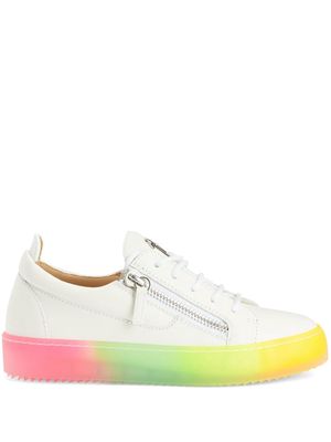 Giuseppe Zanotti rainbow-print leather sneakers - White