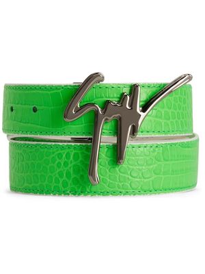 Giuseppe Zanotti reptile-effect signature belt - Green