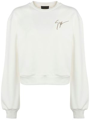 Giuseppe Zanotti Sauvanne crystal-logo sweatshirt - White