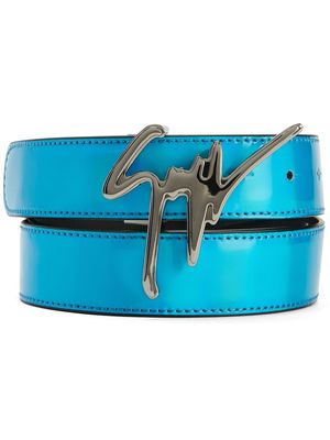 Giuseppe Zanotti signature-buckle leather belt - Blue