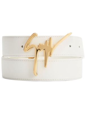 Giuseppe Zanotti Signature-logo buckle belt - White