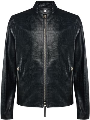 Giuseppe Zanotti snakeskin effect leather jacket - Black
