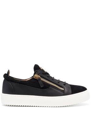 Giuseppe Zanotti suede and leather trainers - Black