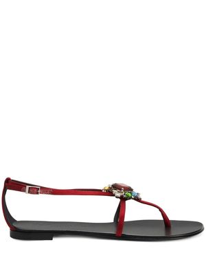 Giuseppe Zanotti Tarassacum crystal-embellished flat sandals - Red