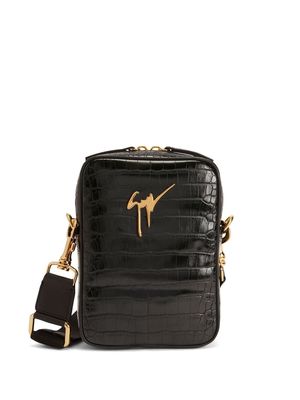 Giuseppe Zanotti Thoby crocodile-effect messenger bag - Black