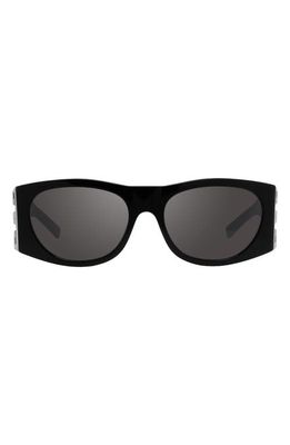 Givenchy 4G 56mm Square Sunglasses in Shiny Black /Smoke Mirror