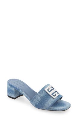Givenchy 4G Block Heel Slide Sandal in Medium Blue