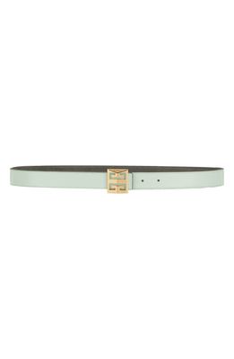 Givenchy 4G Buckle Reversible Leather Skinny Belt in Celadon