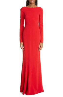 Givenchy 4G Chain Back Long Sleeve Trumpet Gown in Vermillon