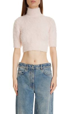 Givenchy 4G Crop Alpaca & Wool Blend Turtleneck Sweater in Blush Pink