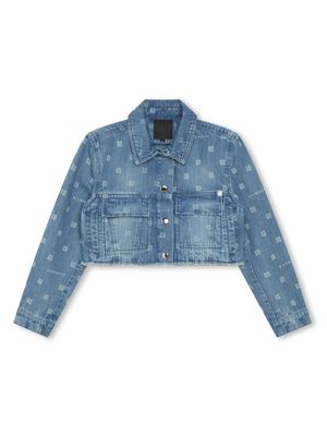 Givenchy 4g Crop Jacket In Blue Denim