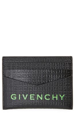 Givenchy 4G Debossed Leather Card Holder in Black/Green