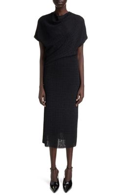 Givenchy 4G Draped Knit Midi Dress in Black