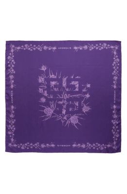 Givenchy 4G Floral Silk Scarf in Purple