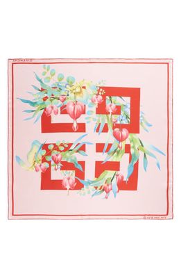 Givenchy 4G Flowers Silk Square Scarf in 1-Pink