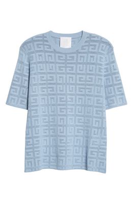 Givenchy 4G Jacquard Knit Short Sleeve Sweater in 453-Baby Blue