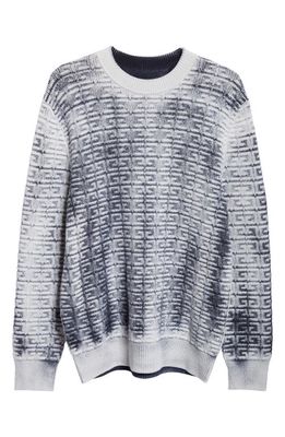 Givenchy 4G Jacquard Overdye Cotton Crewneck Sweater in Black/White