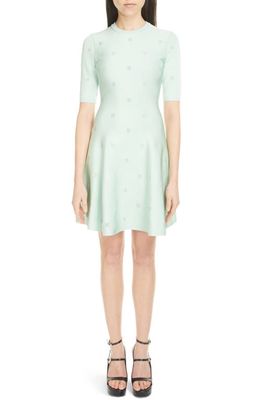 Givenchy 4G Logo Embroidred Fit & Flare Dress in Titanium