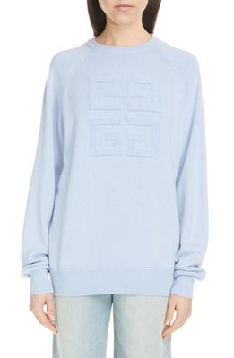 Givenchy 4G Logo Intarsia Bicolor Cashmere Sweater in Light Blue