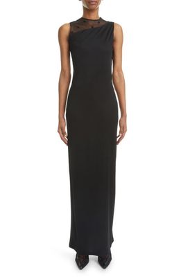 Givenchy 4G Logo Mixed Media Jersey Sheath Gown in 001-Black