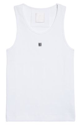 Givenchy 4G Logo Scoop Neck Stretch Cotton Rib Tank in 100-White
