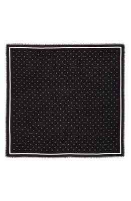 Givenchy 4G Logo Silk & Cashmere Fringe Scarf in Black/White