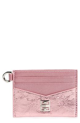 Givenchy 4G Metallic Leather Card Case in Silk Pink